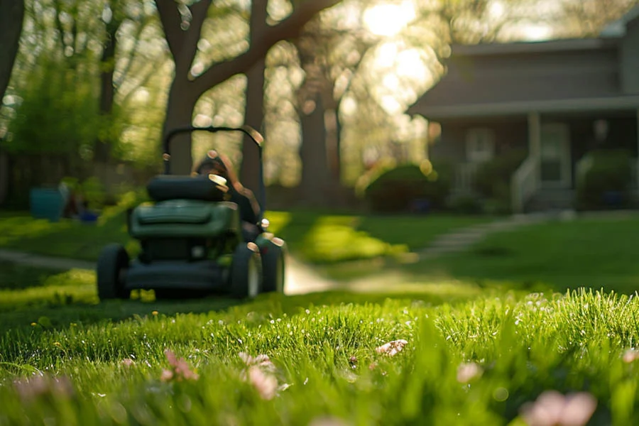 self-propelled electric lawn mower with battery and charger